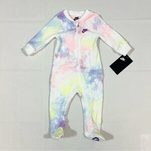 NWT Nike Baby Girls Infant 6M Zip Up Coveralls L/S Violet Shock Tie Dye Colorful